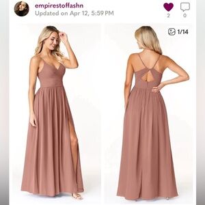 Azazie Dominic Chiffon Floor Length
Bridesmaid Gown Dress Cedar Rose Size A6